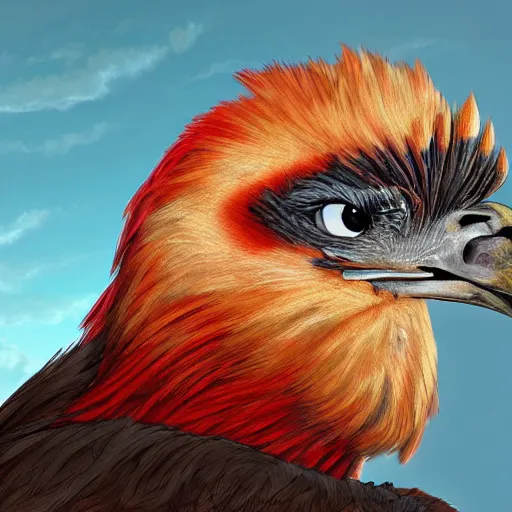 Prompt: a side portrait of a red bearded vulture made in a fantasy art style, highly detailed