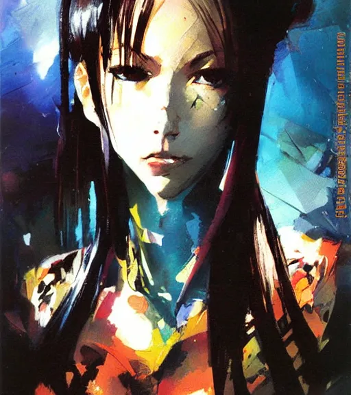 Image similar to john berkey painting of an anime woman