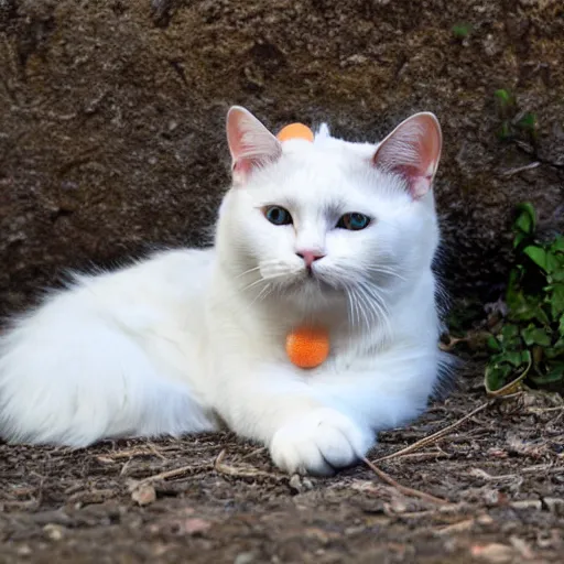 Image similar to White cat with light orange ears hunting