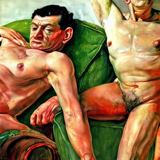 Prompt: high quality high detail painting by lucian freud and frank frazetta, hd, red and green