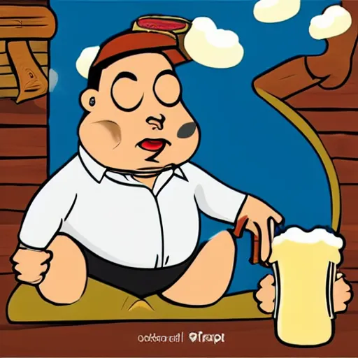 Image similar to big dad with big belly with beer, happy, balding