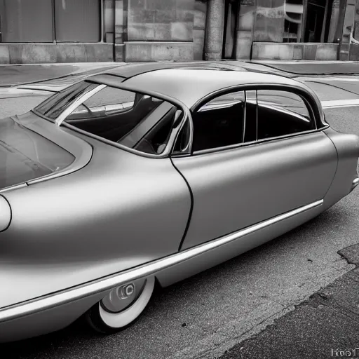 Image similar to Photoshoot of 1950s car designed by H R Giger, XF IQ4, f/1.4, ISO 200, 1/160s, 8K, RAW, unedited, symmetrical balance, in-frame