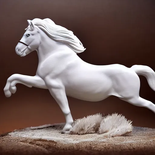 Image similar to Donald Trump riding a white horse, wide lens, diorama, 4k,