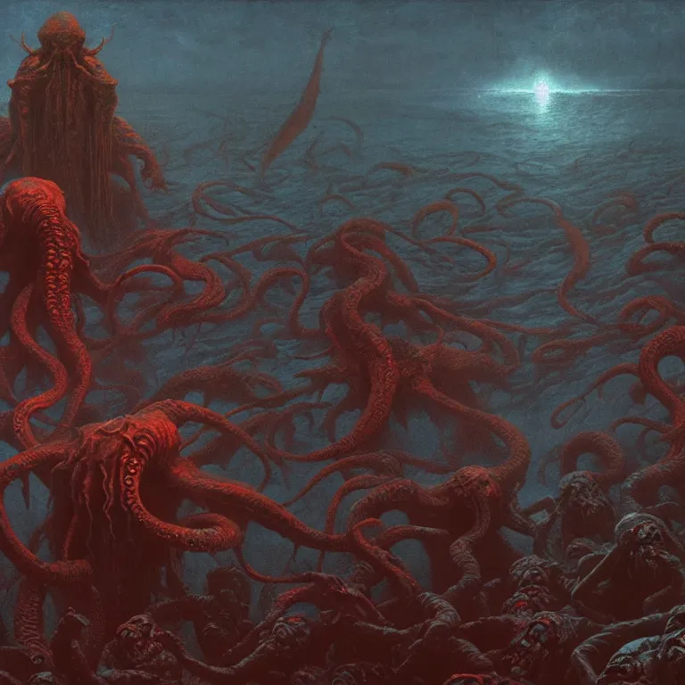 Prompt: a cinematic scene from the cthulhu in pyrrhic victory, concept art by beksinski and jean delville, dramatic lighting, ultra hd, hdr, 8 k