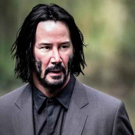 Prompt: Keanu Reeves in The Walking Dead, EOS-1D, f/1.4, ISO 200, 1/160s, 8K, RAW, unedited, symmetrical balance, in-frame