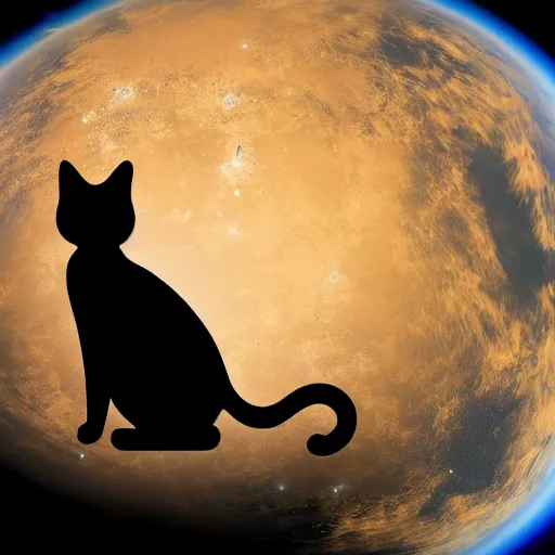 Image similar to black cat is floating in space, photo 4k