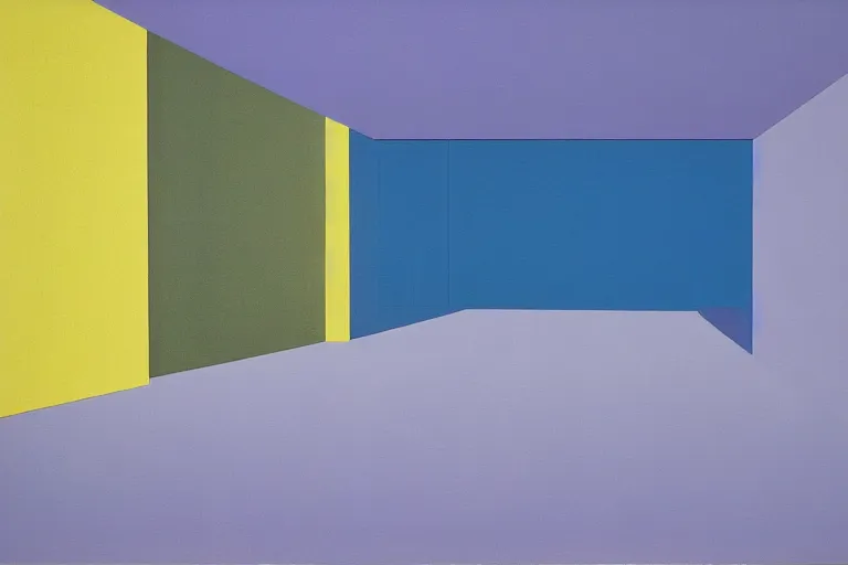 Prompt: david hockney minimalist noisy grainy 1960s style James Turrell exhibition painting