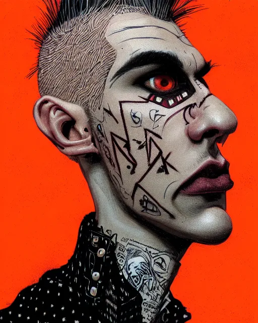 Prompt: portrait of a punk rock man with a crooked nose and a confident expression, 1 9 8 0 s, punk rock clothes, punk, rockabilly hair, funky, intricate, elegant, highly detailed, digital painting, artstation, concept art, smooth, sharp focus, illustration, art by wlop, mars ravelo and greg rutkowski