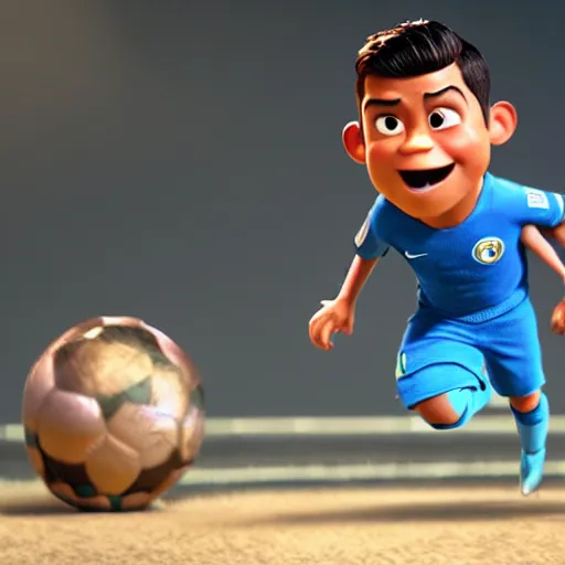 Image similar to cristiano ronaldo as a pixar disney character from up ( 2 0 0 9 ), unreal engine, octane render, 3 d render, photorealistic