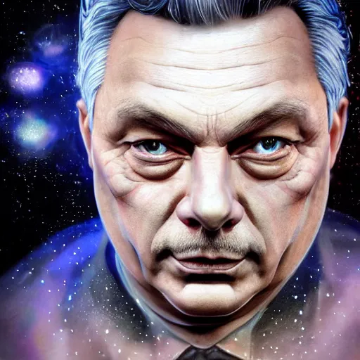 Prompt: a wlop 3 d render of very very very very highly detailed beautiful mystic portrait of viktor orban with whirling galaxy around, tattoos by anton pieck, intricate, extremely detailed, digital painting, artstation, concept art, smooth, sharp focus, illustration, intimidating lighting, incredible art,