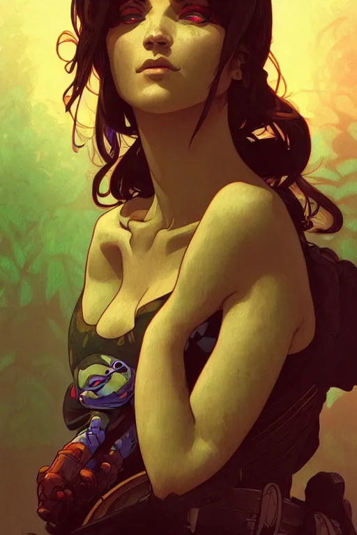 Prompt: a portrait of leonardo ( teenage mutant ninija turtles ), fantasy, sharp focus, intricate, elegant, digital painting, artstation, matte, highly detailed, concept art, illustration, ambient lighting, art by ilya kuvshinov, artgerm, alphonse mucha, and greg rutkowski