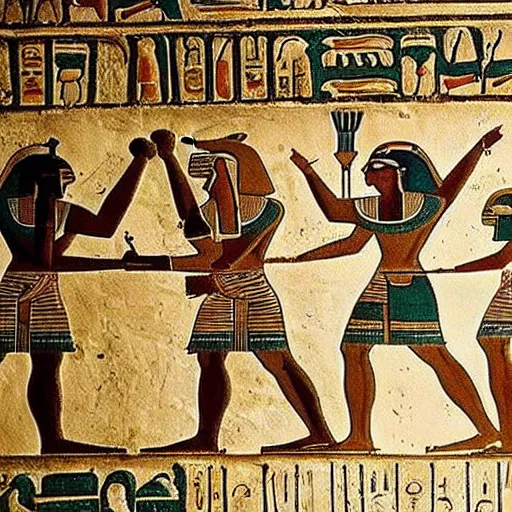 Image similar to d - day ancient egyptian wall painting