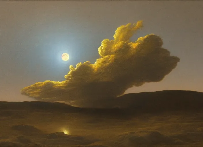 Image similar to mare tranquillitatis on the moon, lunar surface in the style of hudson river school of art, oil on canvas