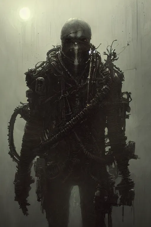 Image similar to Beautiful game about modern pirates. Style as if Tsutomu Nihei and Steven Belledin make game on Unreal Engine 5, sinister by Greg Rutkowski horror Gustave Doré Greg Rutkowski, biopunk art, vivid color tones, beautiful and horrible, intricate transhuman, dystopian cyberpunk, eyelashes, extremely detailed, digital painting, sculpted in zbrush, artstation, concept art, smooth, sharp focus, illustration, chiaroscuro soft lighting, golden ratio, rule of thirds, fibonacci, lots of reflective surfaces, subsurface scattering