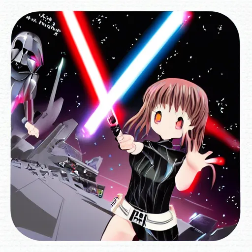 Image similar to Anime girl in a darth vader themed dress