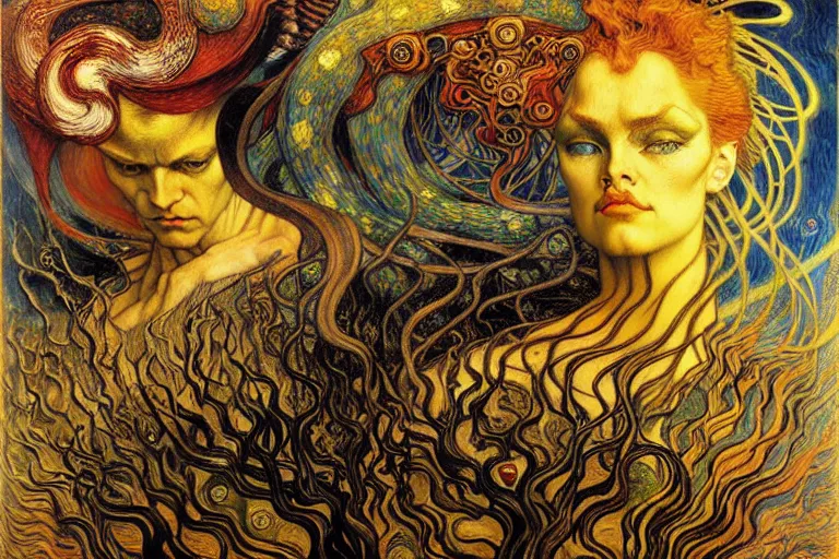 Image similar to Divine Chaos Engine by Karol Bak, Jean Delville, William Blake, Gustav Klimt, and Vincent Van Gogh, symbolist, visionary