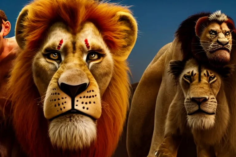 Prompt: Nicolas cage in lion king high resolution still