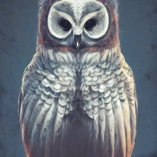 Image similar to dark photorealistic sentient mechanical owls, by francisco goya, cyan in art, trending on cgsociety