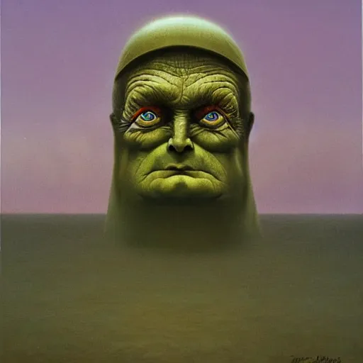 Prompt: Donald Trump. Leery. Zdzisław Beksiński