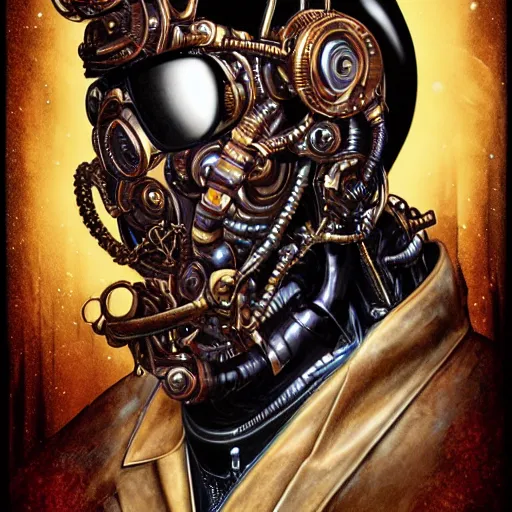 Prompt: portrait of cybernetic kanye west, biomechanical, steampunk, art by joe mudureira + Tim Shumate + Ross Tran