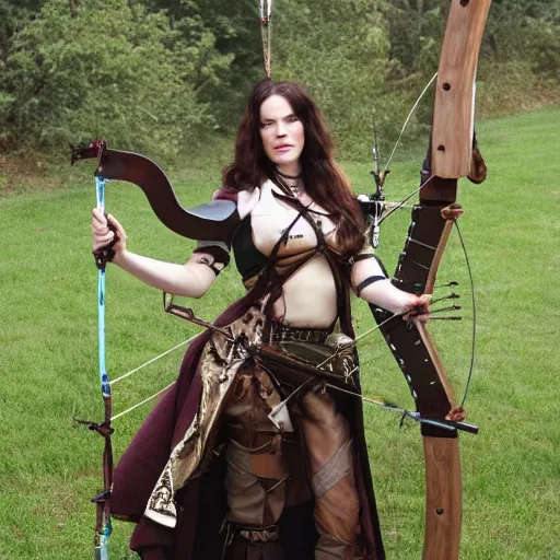 Prompt: full body photo of liv tyler as a steampunk archer