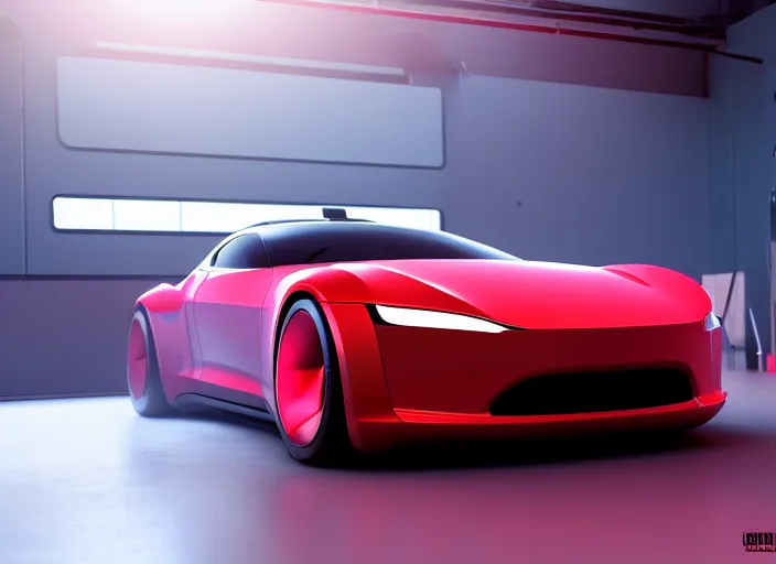 Image similar to cyberpunk tesla concept inspired sports car, futuristic look, highly detailed body, highly detailed, photorealistic camera shot, bright studio setting, studio lighting, crisp quality and light reflections, unreal engine 5 quality render