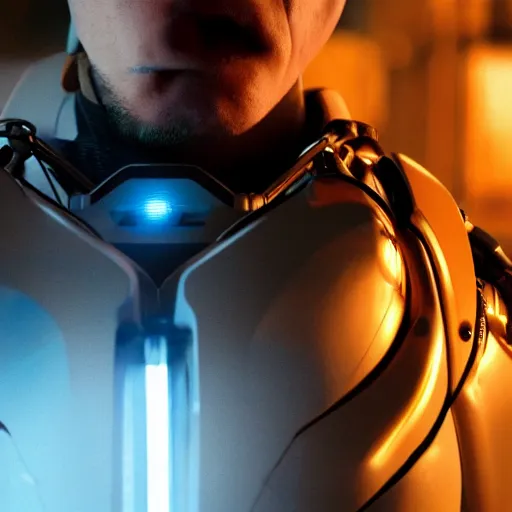 Image similar to movie still of a cyborg, cinematic composition, cinematic light, by edgar wright