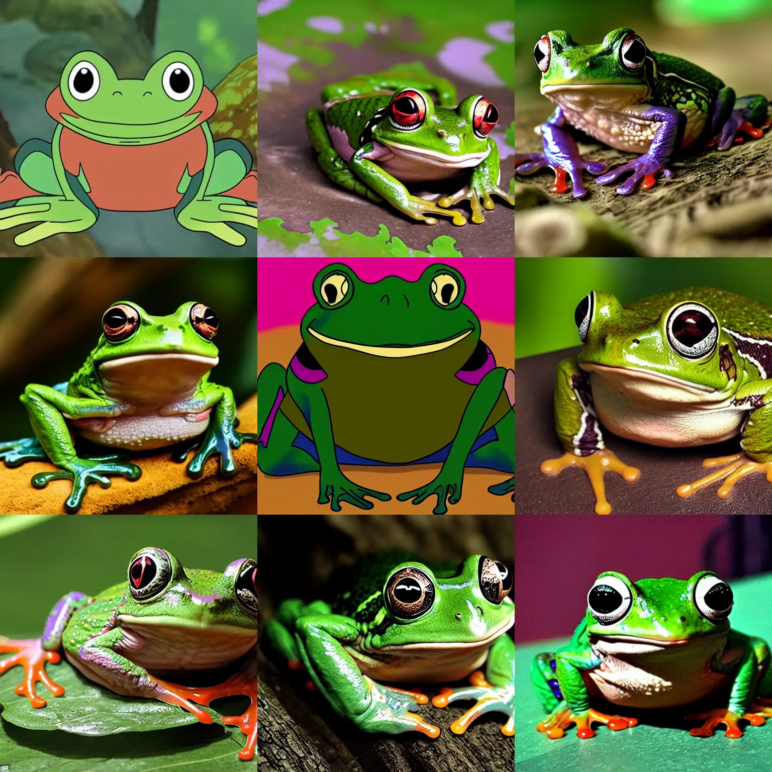 Prompt: a very grumpy frog, disney,'amphibia'