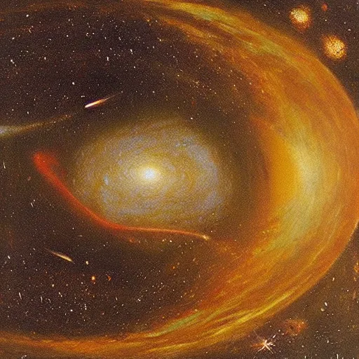 Image similar to two galaxies colliding by Leonardo Da Vinci