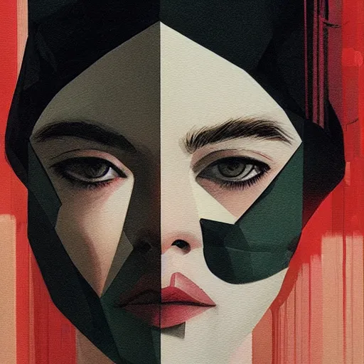 Prompt: Elle Fanning in Deus Ex picture by Sachin Teng, asymmetrical, dark vibes, Realistic Painting , Organic painting, Matte Painting, geometric shapes, hard edges, graffiti, street art:2 by Sachin Teng:4