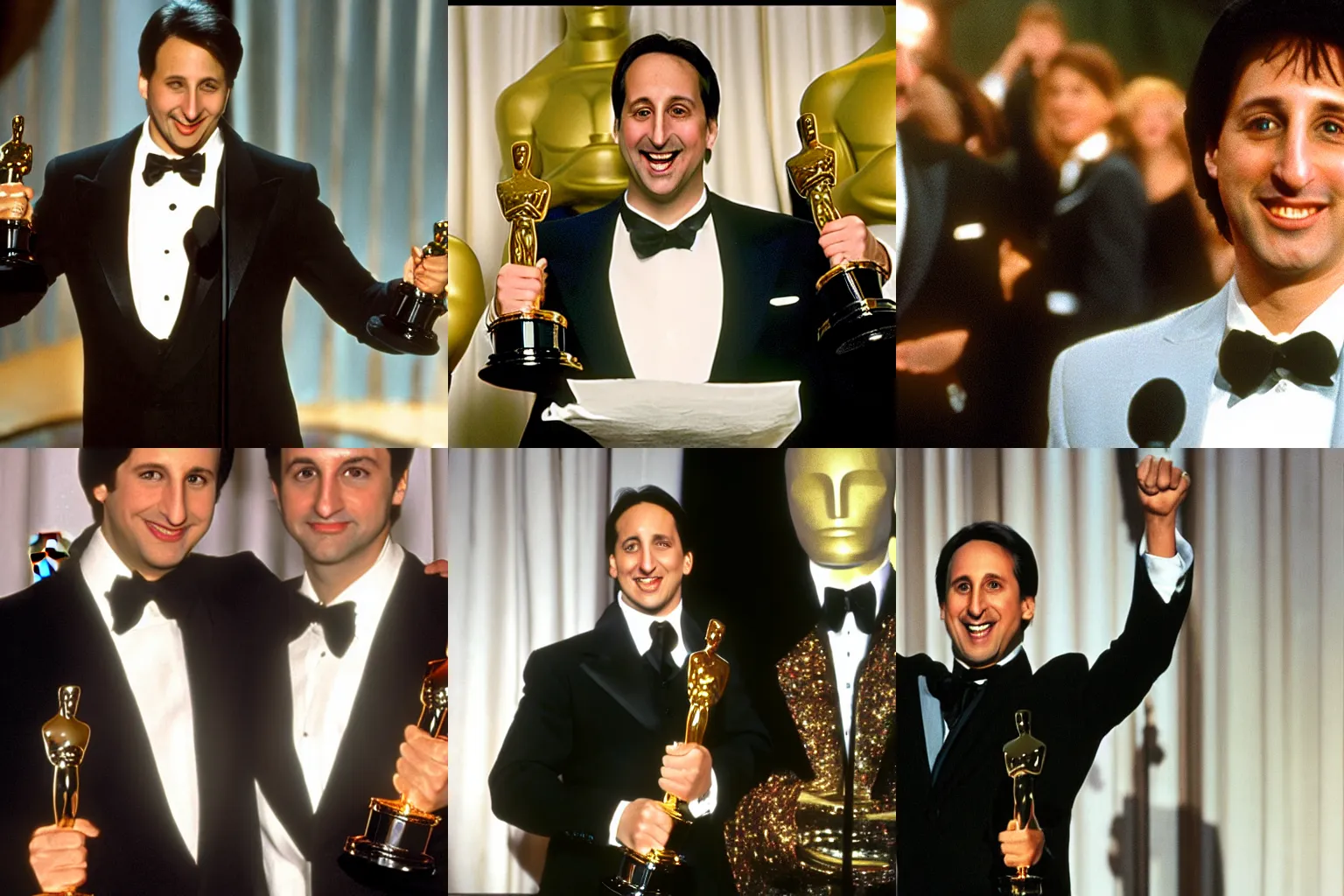 Prompt: bronson pinchot winning an academy award,