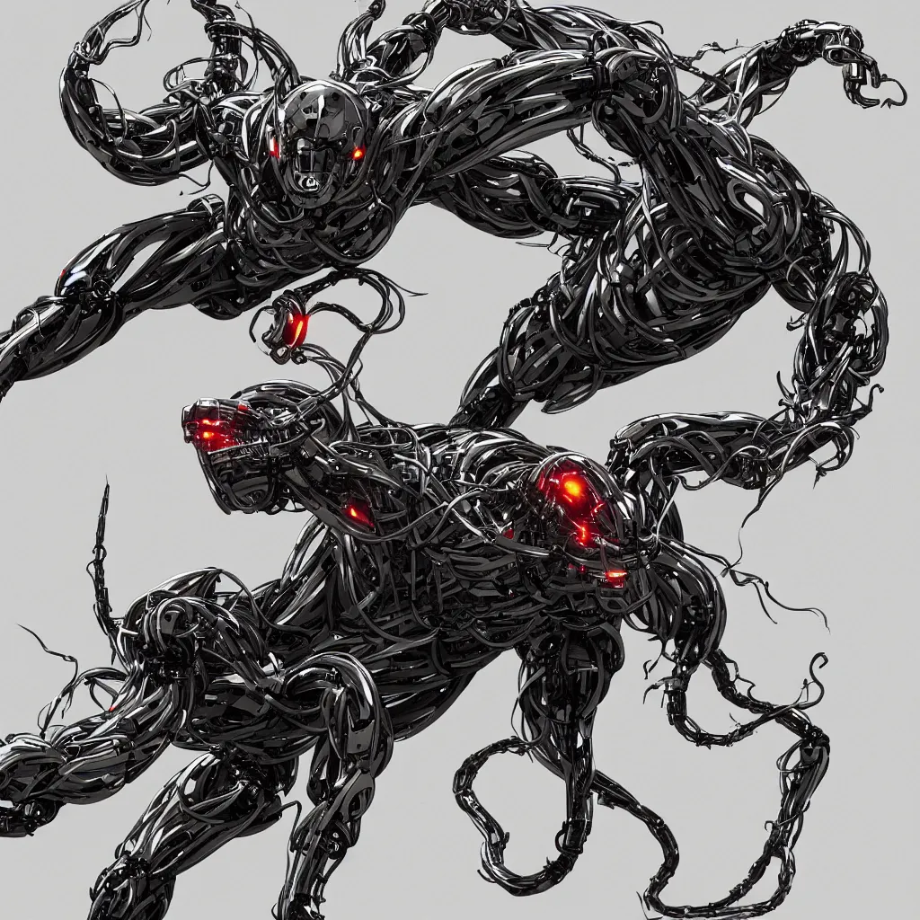 Prompt: concept art of robotic Venom, 8K resolution, detailed,