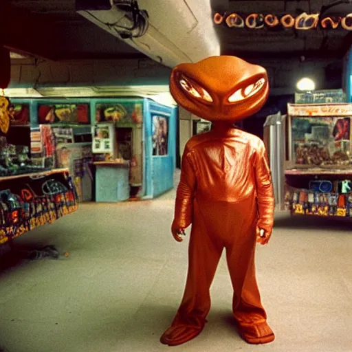 Prompt: alien walking around the soviet market, top secret style, realistic photo, cinestill 8 0 0 t 5 0 mm, 1 9 7 0 s, color