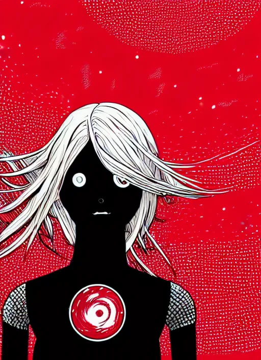 Prompt: highly detailed portrait of a hopeful pretty astronaut lady with a wavy blonde hair, by Laurie Greasley, 4k resolution, nier:automata inspired, bravely default inspired, vibrant but dreary but upflifting red, black and white color scheme!!! ((Space nebula background))