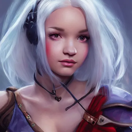 Image similar to alisa gray and dove cameron combined as kidd from chrono cross, fantasy, portrait, highly detailed, waist up, low camera angle, digital painting, trending on artstation, concept art, sharp focus, illustration, art by artgerm and greg rutkowski and magali villeneuve