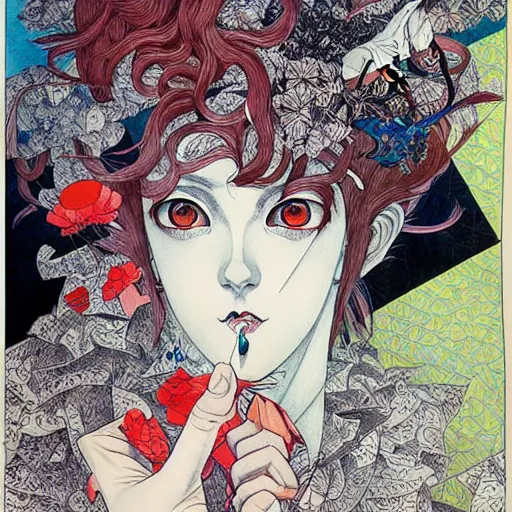 Image similar to prompt: Portrait painted in Cubist style drawn by Vania Zouravliov and Takato Yamamoto, inspired by Fables, intricate acrylic gouache painting, high detail, sharp high detail, manga and anime 2000