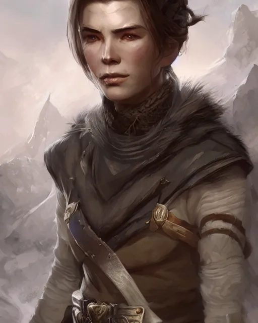 Prompt: the elder scrolls vi, charismatic rugged female nord warrior portrait, illustration, rim light, top light, perfectly shaded, soft painting, art by ross tran, krenz cushart and wenjun lin