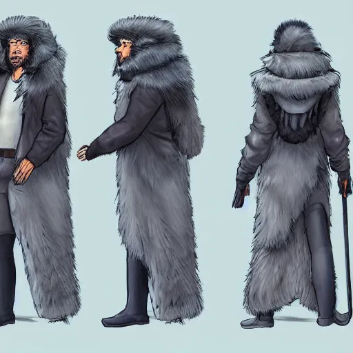 Image similar to A Wizard in arctic fur robes concept art + detailed character portrait