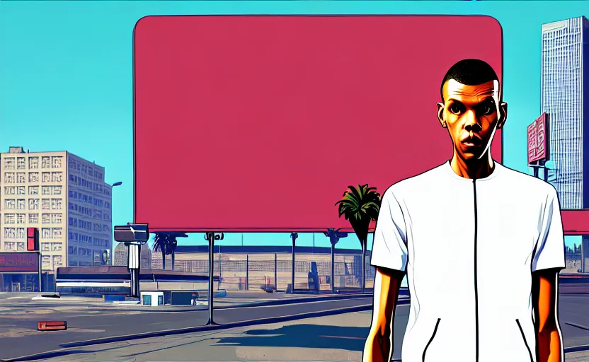 Image similar to Stromae in GTA V loading screen by Stephen Bliss, outline, centered, covert art, GTA