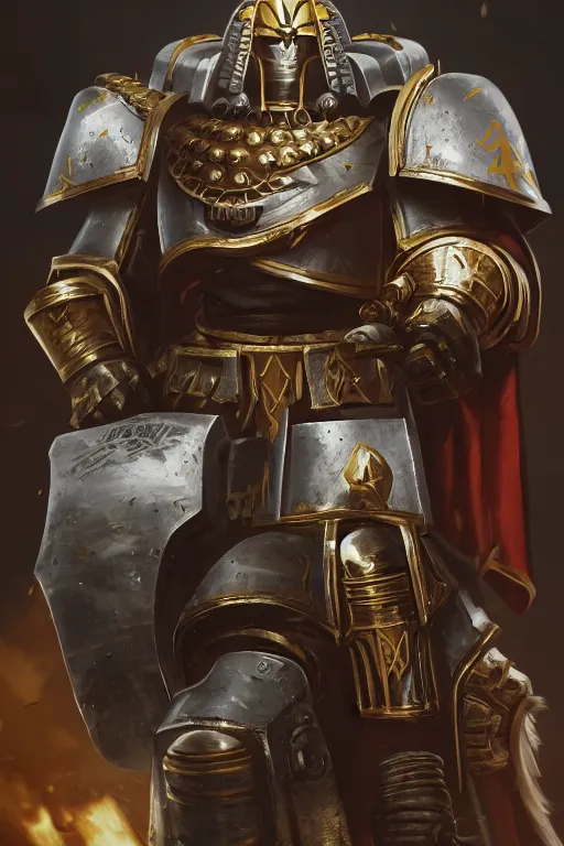 Image similar to armor portrait heros warhammer 4 0 k horus heresy fanart - the primarchs emperor by johannes helgeson animated with vfx concept artist & illustrator global illumination ray tracing hdr fanart arstation zbrush central hardmesh 8 k octane renderer