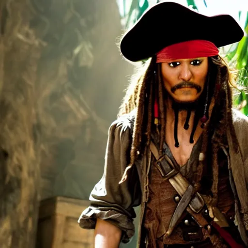 Prompt: Tom Holland in pirates in the Caribbean