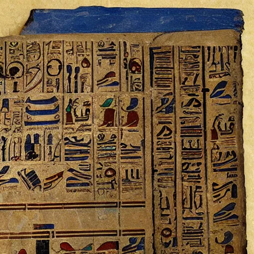 Image similar to ancient egyptian manuscript with pictures of airplanes