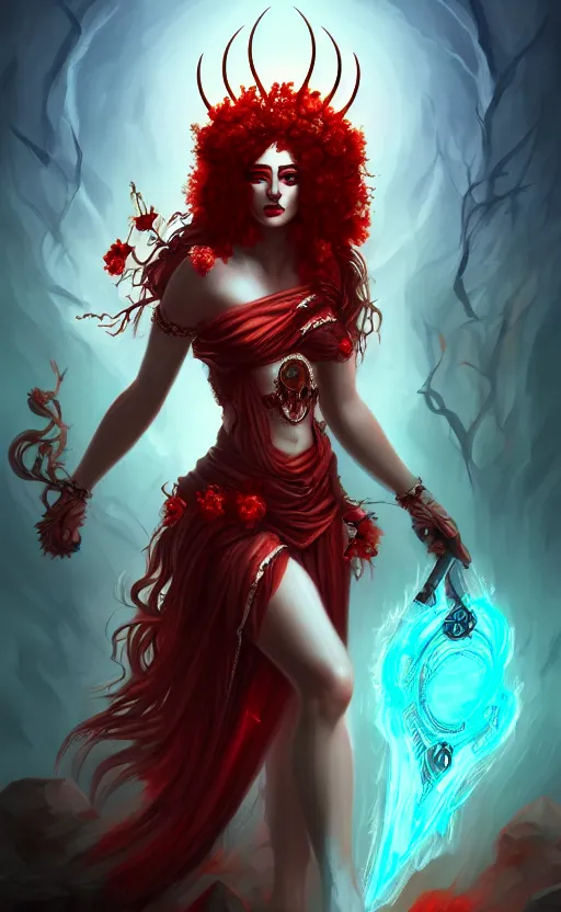 Image similar to Persephone, the Bringer of Death, digital art, detailed, trending on artstation