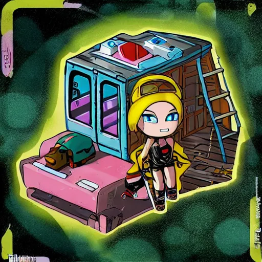 Prompt: camp, cryptopunk, nendroid, stephen bliss style