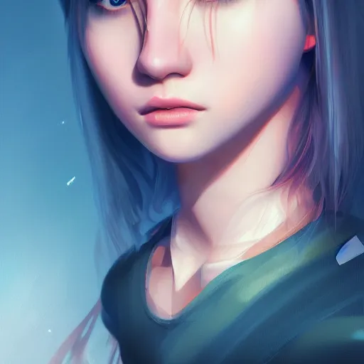 Image similar to portrait of teen girl, art by Ross tran, vivid color palette, digital painting, 3D, octane render, post process in Photoshop, highly detailed