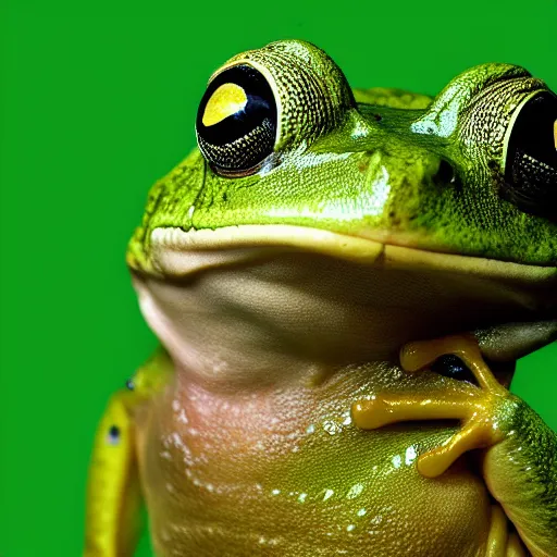 Image similar to a frog made of banana, close - up professional photography, white background, studio lighting