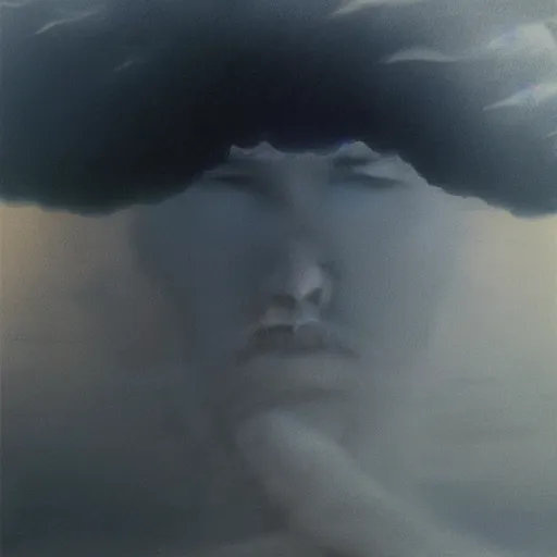 Image similar to killua zoldyck made by zdzisław beksinski, thunderstorm, 8 k, detailed, cinematic, rain, crying, black