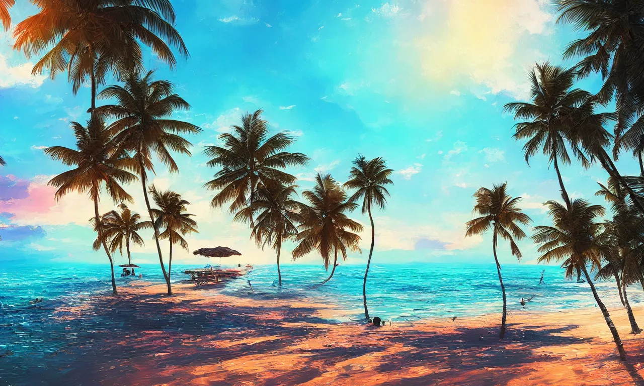 Image similar to paradise beach by alena aenami artworks in 4 k