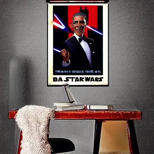 Prompt: barrack obama in a star wars poster