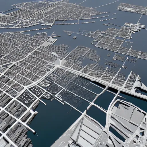 Image similar to hyper detailed 3 d render of baltimore's inner harbor, global illuminaton